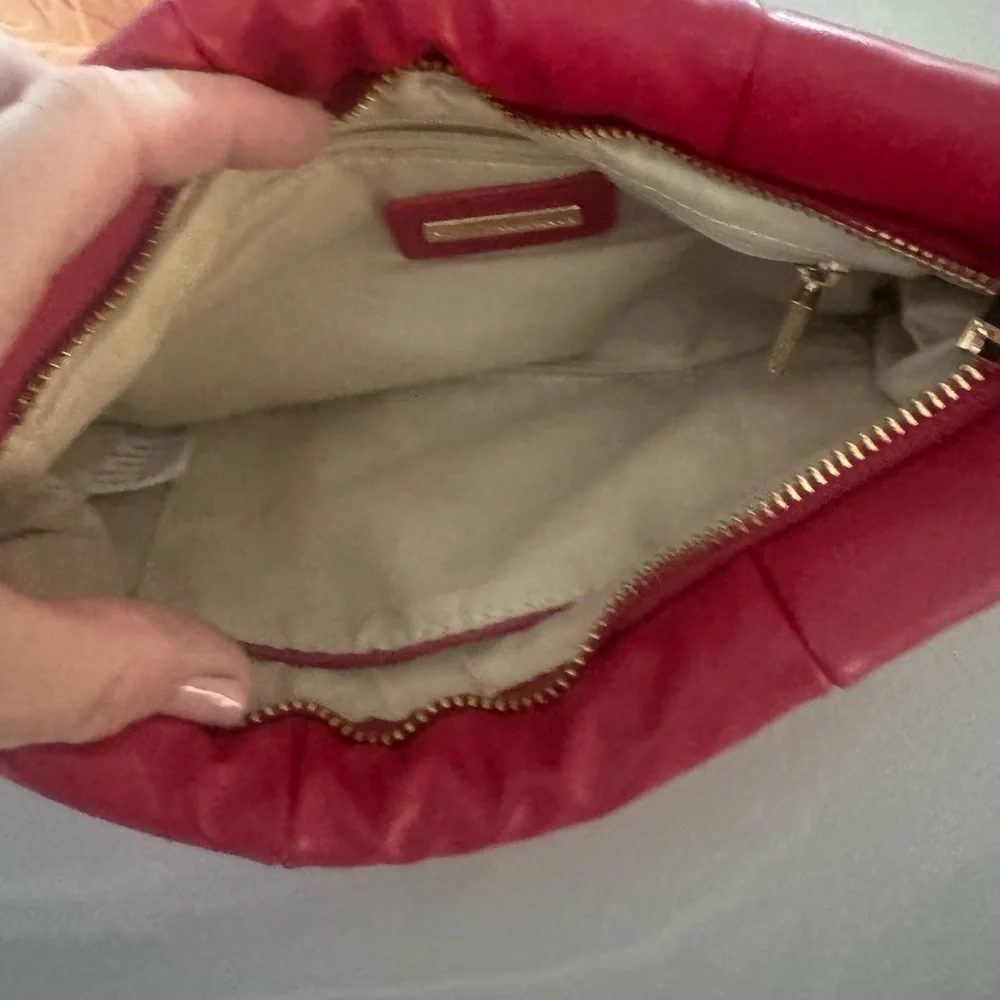 Shiraleah Red Faux leather padded quilted cloud clutch Women's Bag
